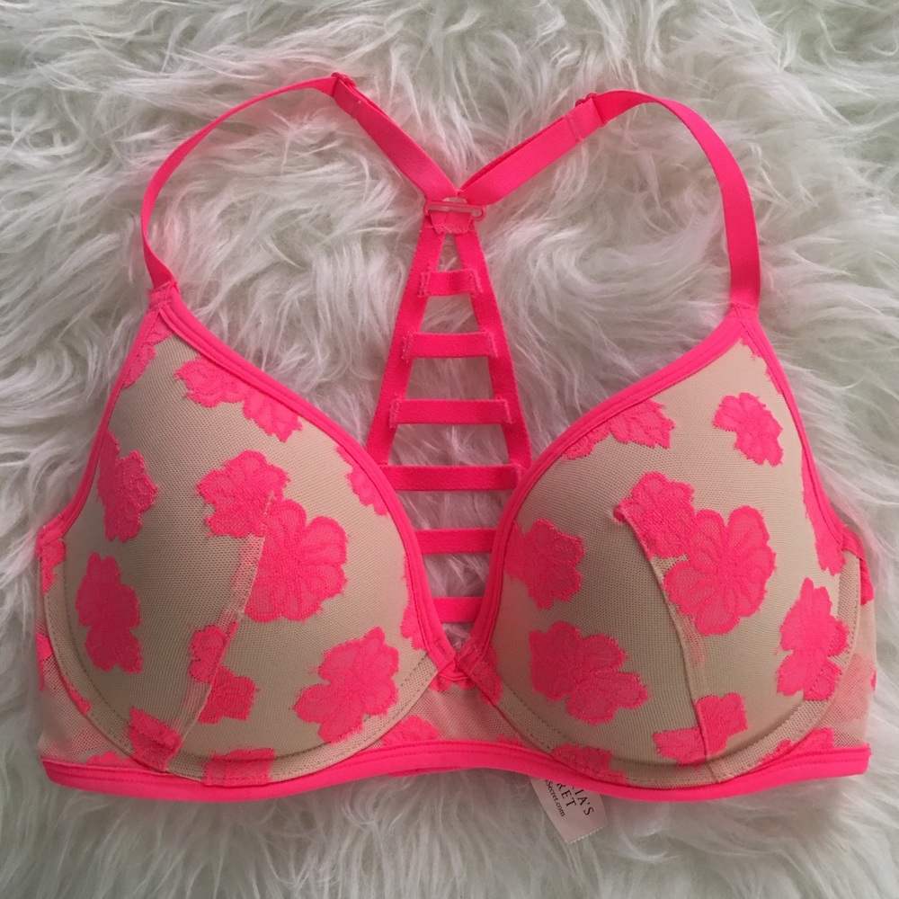 VS PINK 32DD Lt. Lined Racerback Detail Bra *NWT